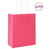vidaXL paberkotid, 250 tk, k&auml;epidemetega, roosa, 18x8x22 cm