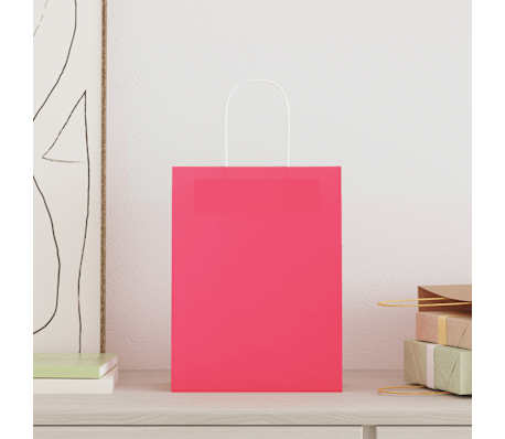 vidaXL Bolsas de papel con asas 250 uds rosa 21x11x28 cm