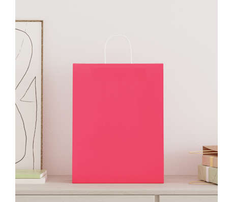 vidaXL Torby papierowe 250 szt. z uchwytami R&oacute;żowe 32x12x42 cm