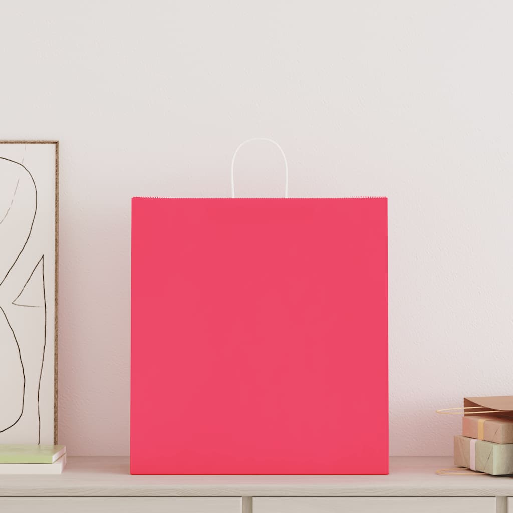 vidaXL Papieren zakken 250 st met hengsels 45x17x48 cm roze afbeelding