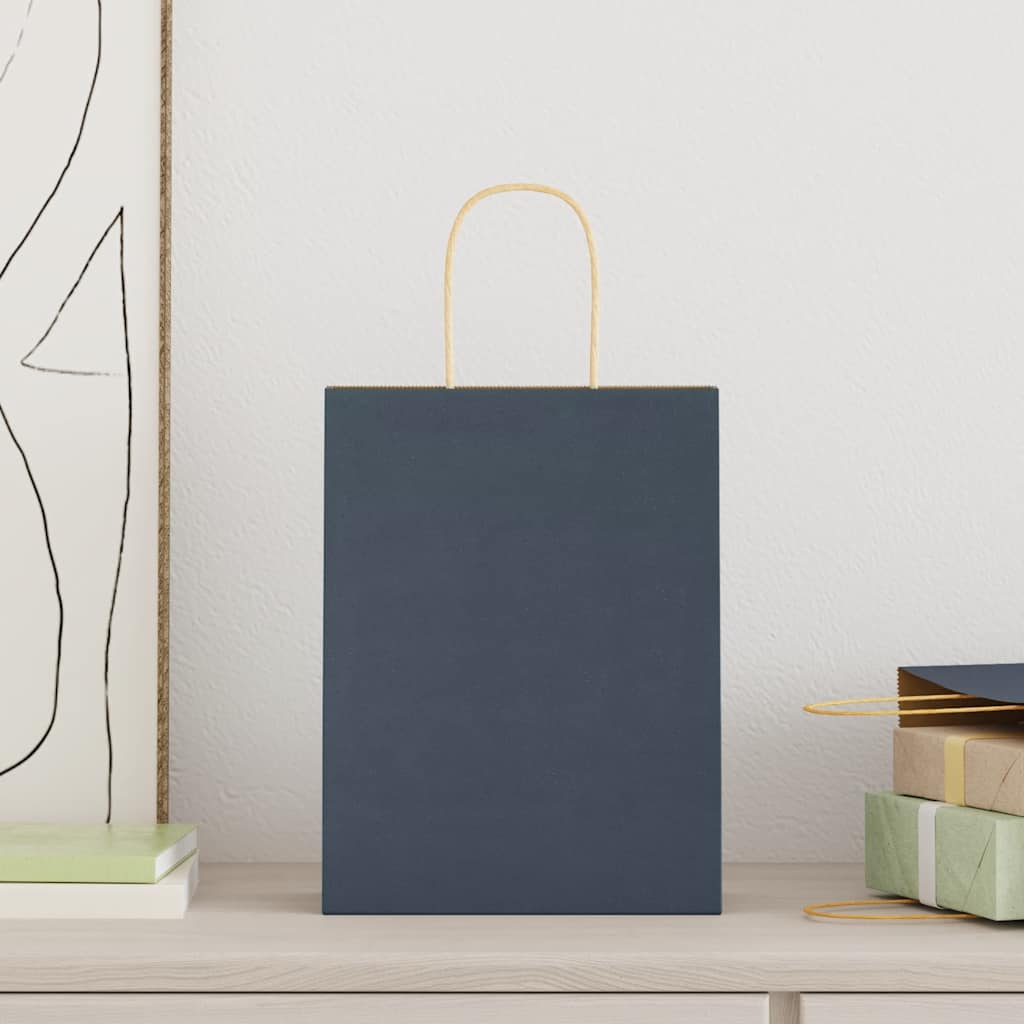 vidaXL Papieren zakjes 50 st met hengsels 21x11x28 cm blauw afbeelding