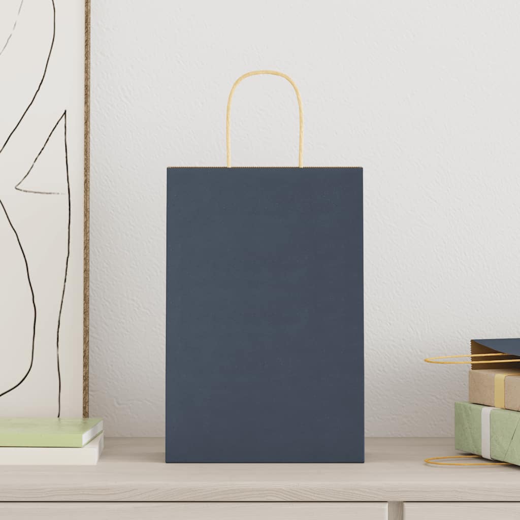 vidaXL Papieren zakjes 50 st met hengsels 21x11x31 cm blauw afbeelding
