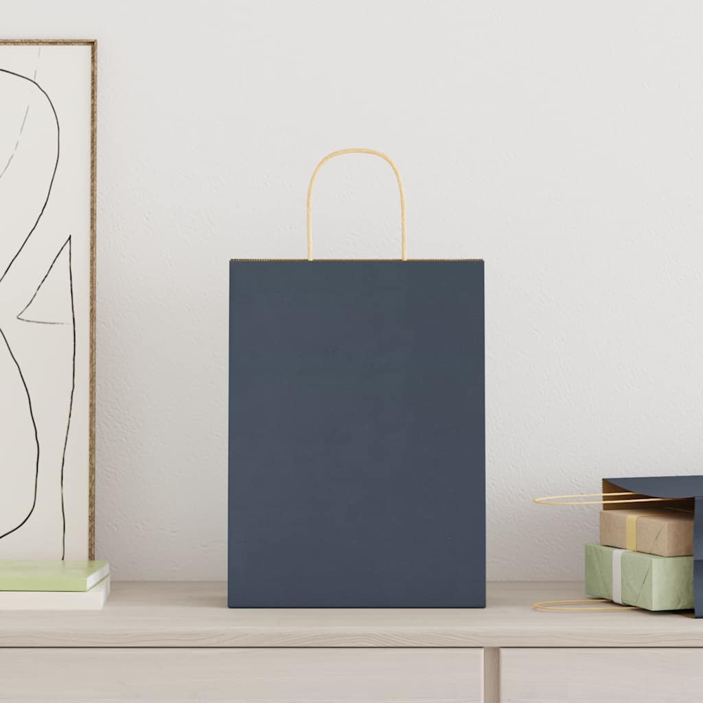 vidaXL Papieren zakken 50 st met hengsels 26x12x35 cm blauw afbeelding