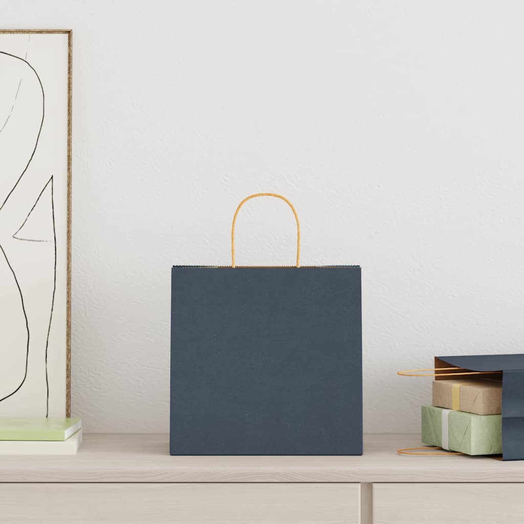 vidaXL Papieren zakken 50 st met hengsels 26x17x25 cm blauw afbeelding