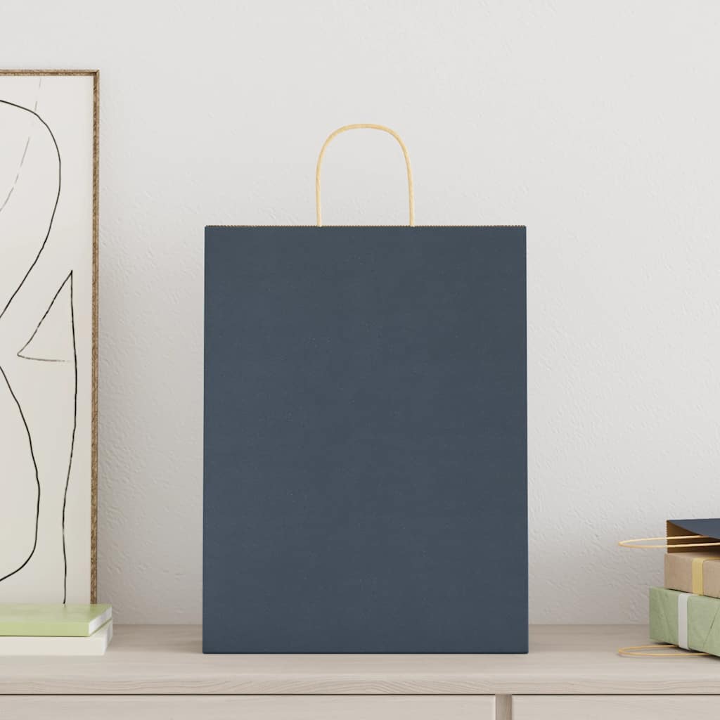 vidaXL Papieren zakken 50 st met hengsels 32x12x42 cm blauw afbeelding