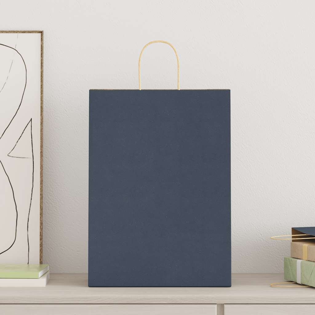vidaXL Papieren zakken 50 st met hengsels 32x17x44 cm blauw afbeelding