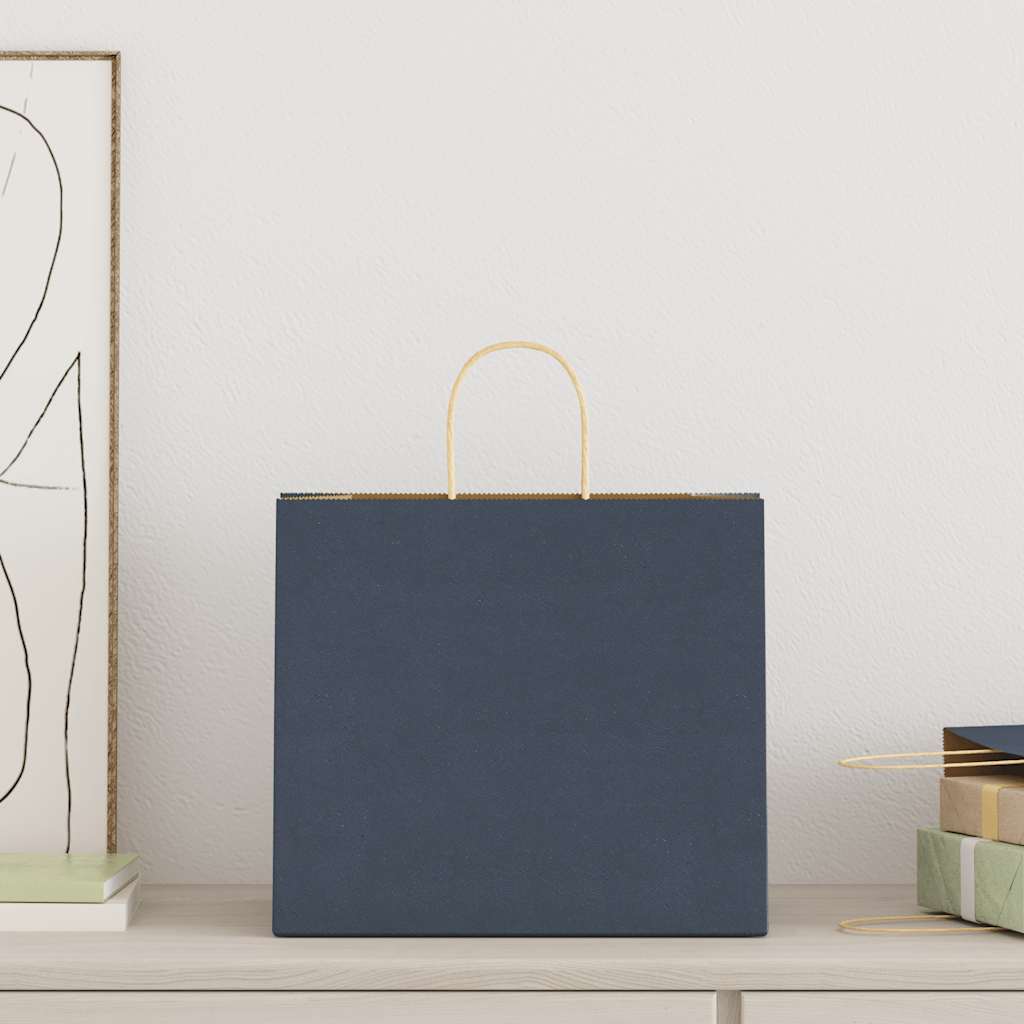 vidaXL Papieren zakken 50 st met hengsels 32x22x28 cm blauw afbeelding