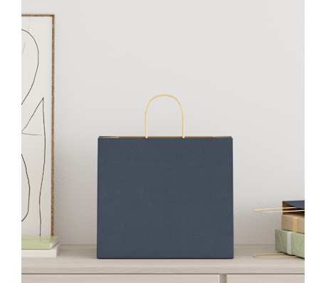 vidaXL Papirposer 50 stk med h&aring;ndtak bl&aring; 32x22x28 cm