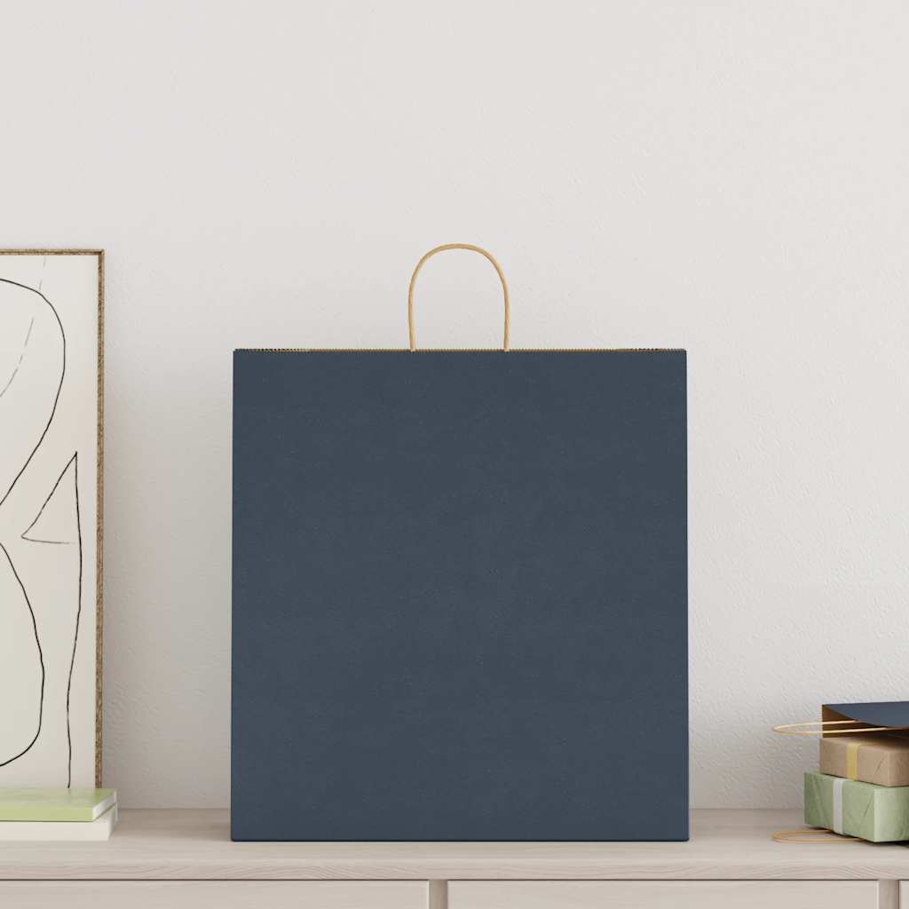 vidaXL Papieren zakken 50 st met hengsels 45x17x48 cm blauw afbeelding