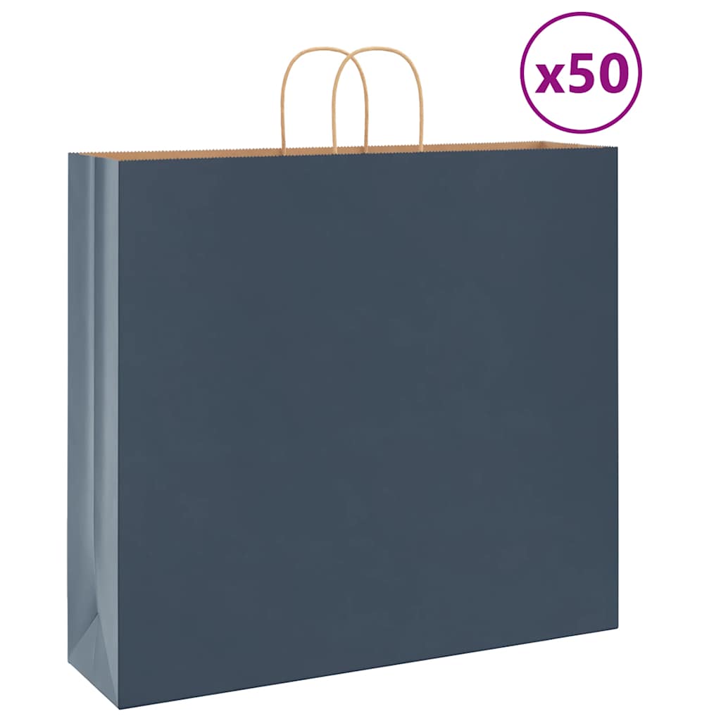 vidaXL Saci de hârtie 50 buc cu mânere Albastru 54x15x49 cm