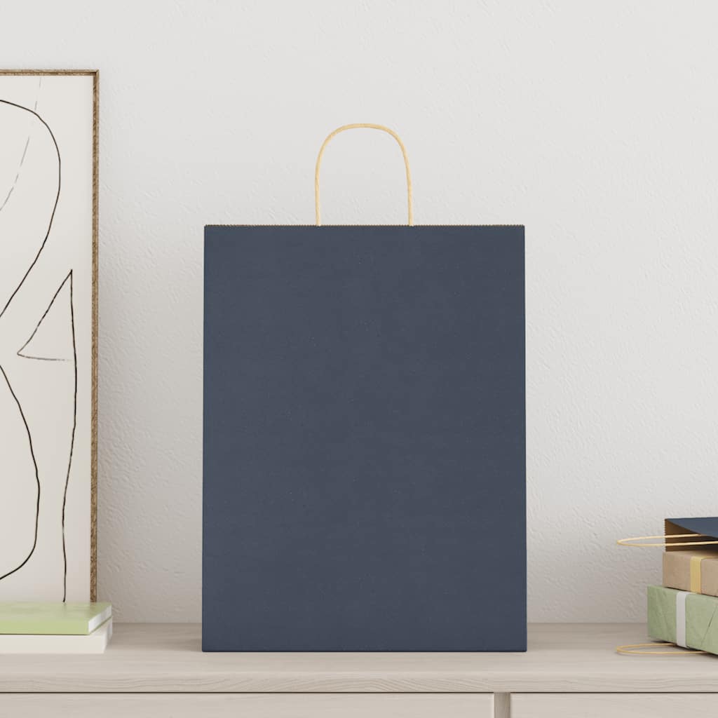 vidaXL Papieren zakken 250 st met hengsels 32x12x42 cm blauw afbeelding