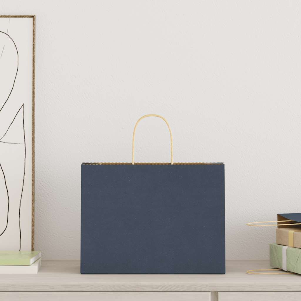 vidaXL Papieren zakken 250 st met hengsels 32x17x25 cm blauw afbeelding