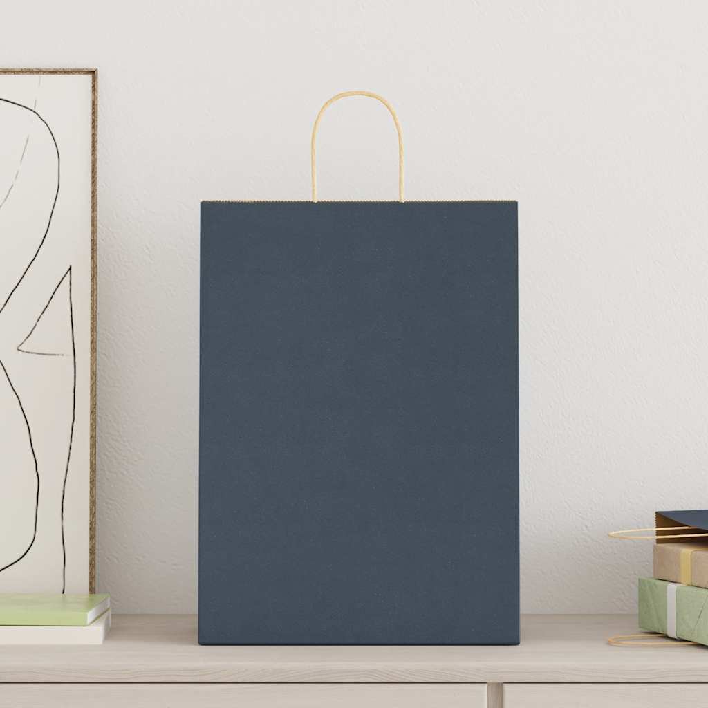 vidaXL Papieren zakken 250 st met hengsels 32x17x44 cm blauw afbeelding