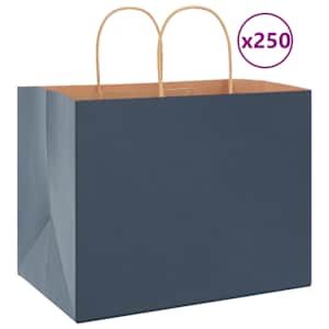 vidaXL paberkotid, 250 tk, k&auml;epidemetega, sinine, 32x22x24 cm