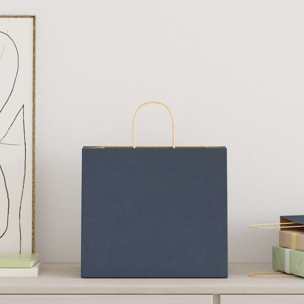 vidaXL Papieren zakken 250 st met hengsels 32x22x28 cm blauw afbeelding