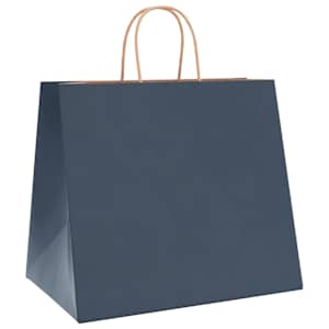 Papírové tašky 250 ks s uchy Modrá 32x22x28 cm - obrázek 4