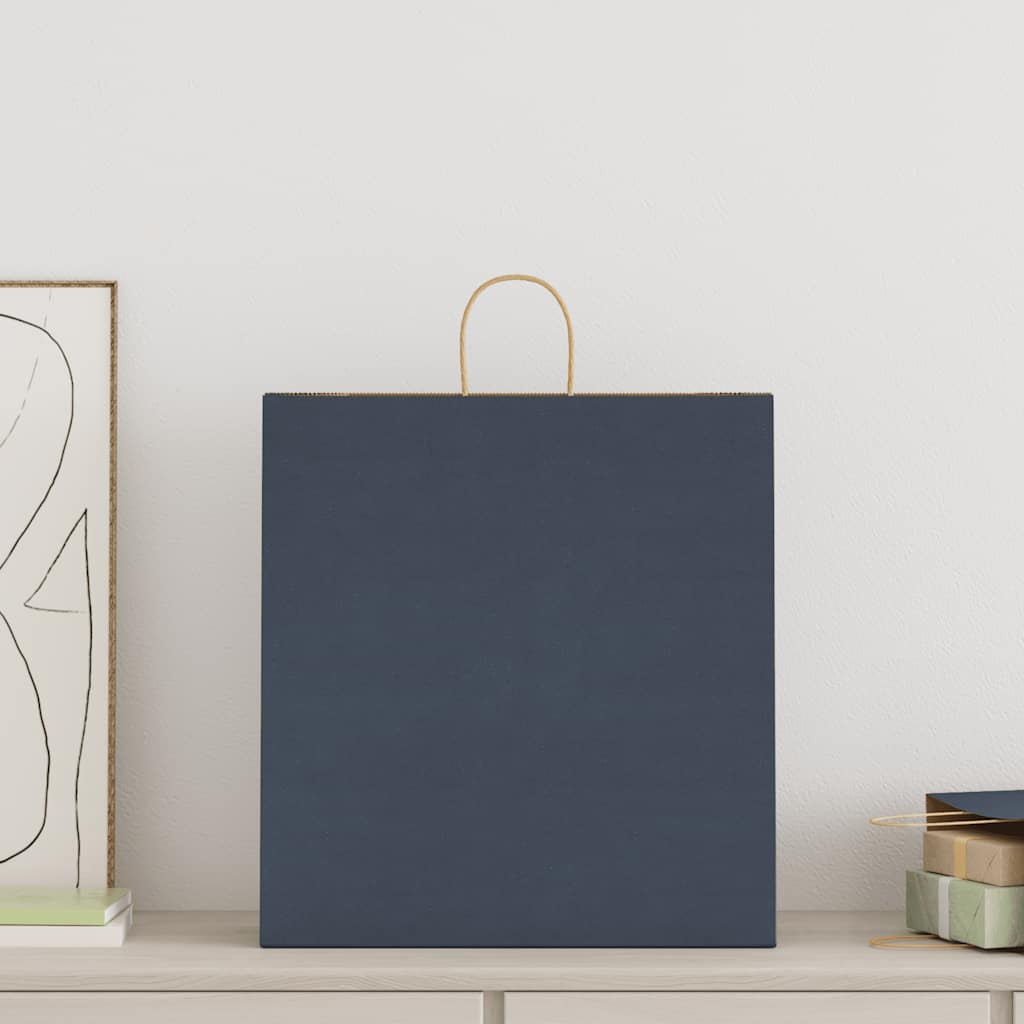 vidaXL Papieren zakken 250 st met hengsels 45x17x48 cm blauw afbeelding