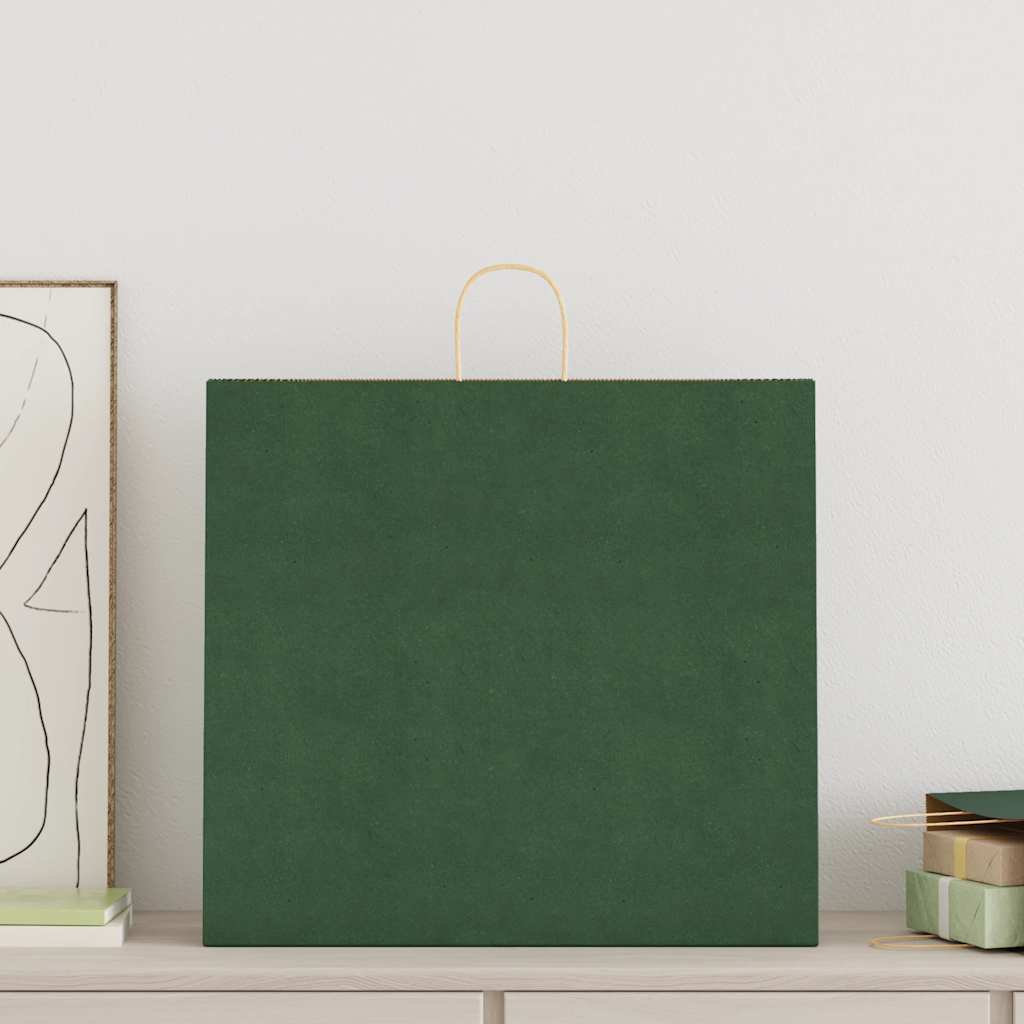 vidaXL Papieren zakken 50 st met hengsels 54x15x49 cm groen afbeelding