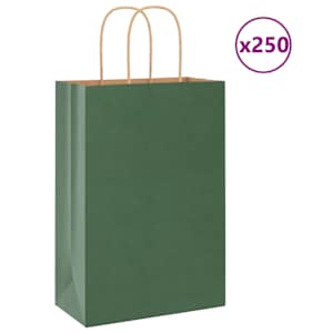 Papírové tašky 250 ks s uchy zelené 21x11x31 cm - obrázek 1