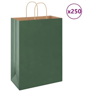 Papírové tašky 250 ks s uchy zelené 32x17x44 cm - obrázek 1