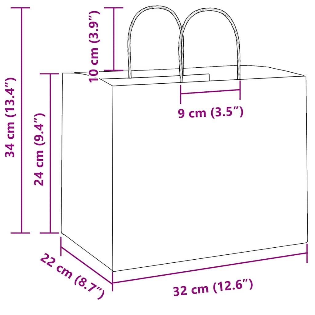 250 db zöld papírzacskók fogantyúkkal 32x22x24 cm 