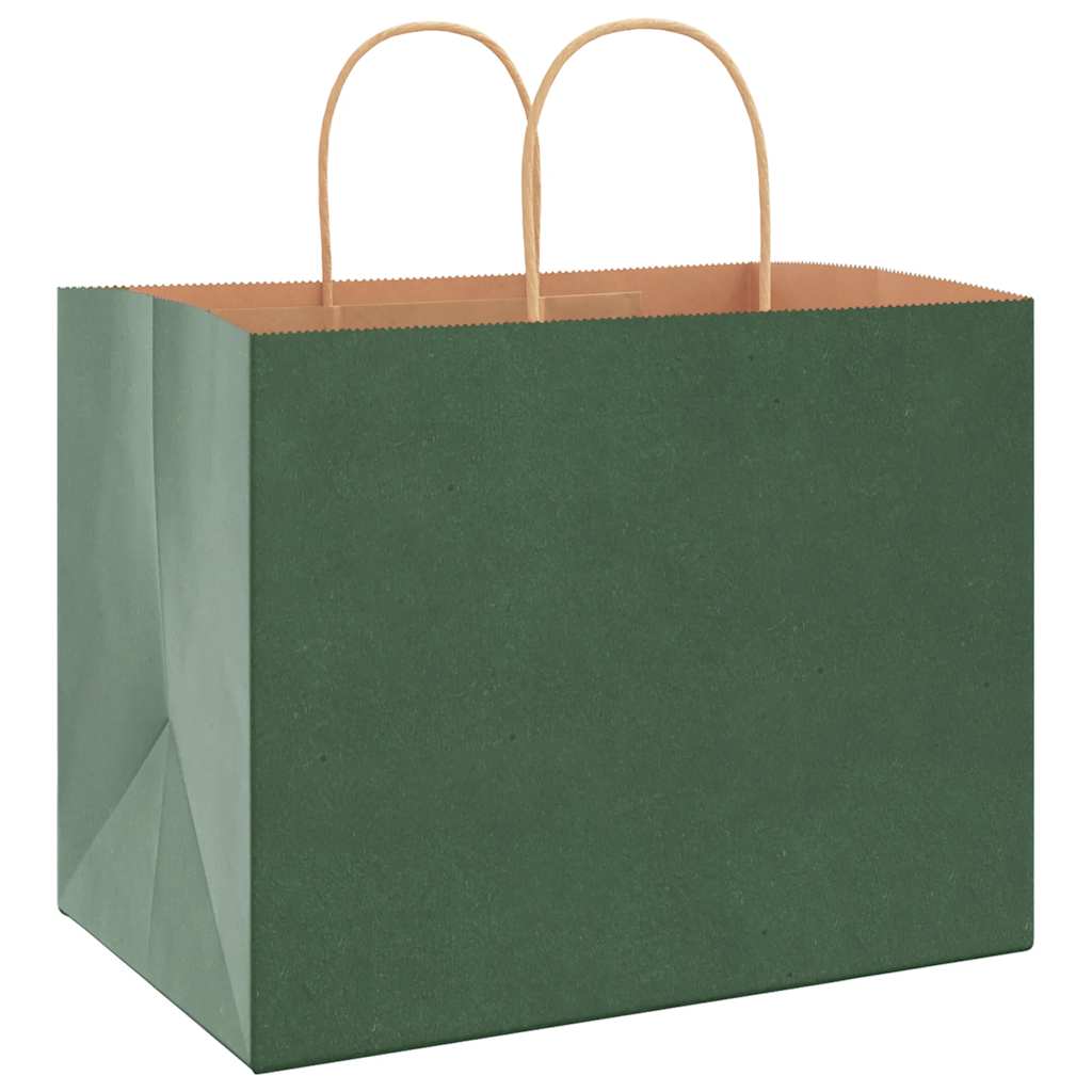 250 db zöld papírzacskók fogantyúkkal 32x22x24 cm 