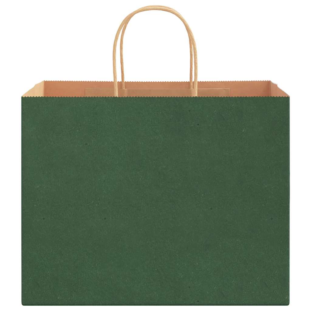250 db zöld papírzacskók fogantyúkkal 32x22x24 cm 