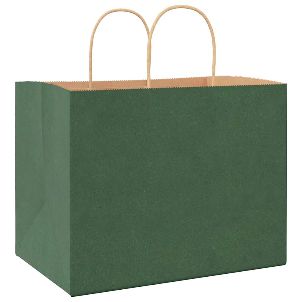 250 db zöld papírzacskók fogantyúkkal 32x22x24 cm 
