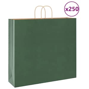Papírové tašky 250 ks s uchy zelené 54x15x49 cm - obrázek 1