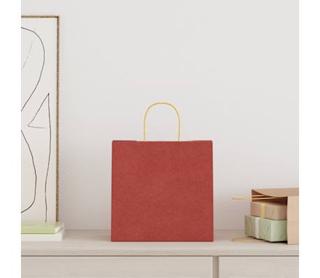 vidaXL Paper Bags 50 pcs with Handles Red 26x17x25 cm