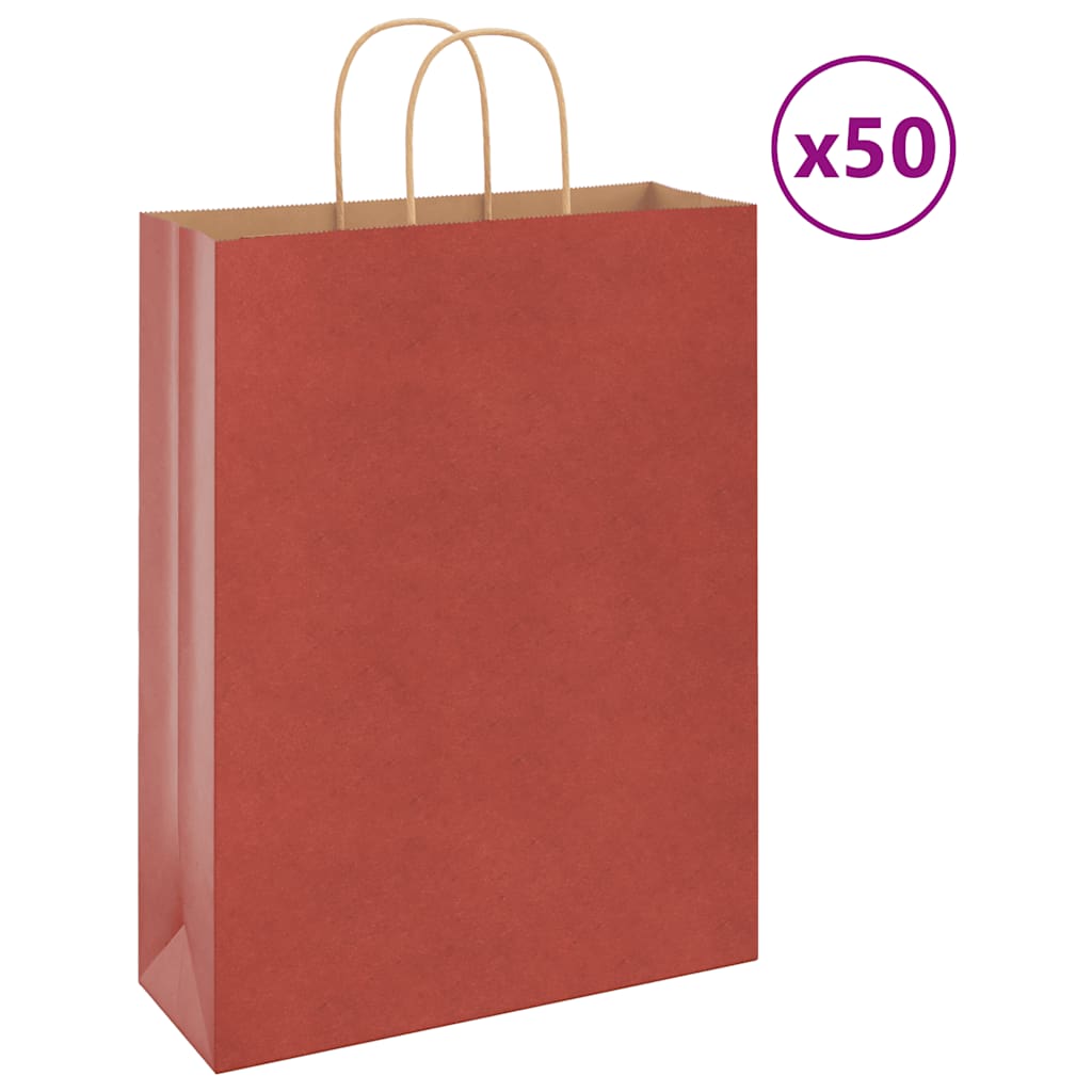 vidaXL Papiertragetaschen 50 Stk. mit Henkeln Rot 32x12x42 cm