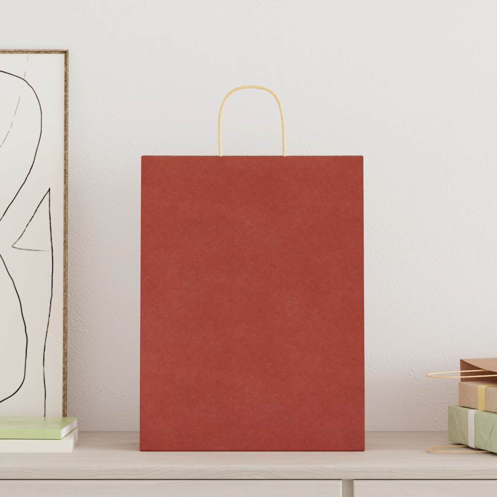 vidaXL Papieren zakken 50 st met hengsels 32x12x42 cm rood afbeelding