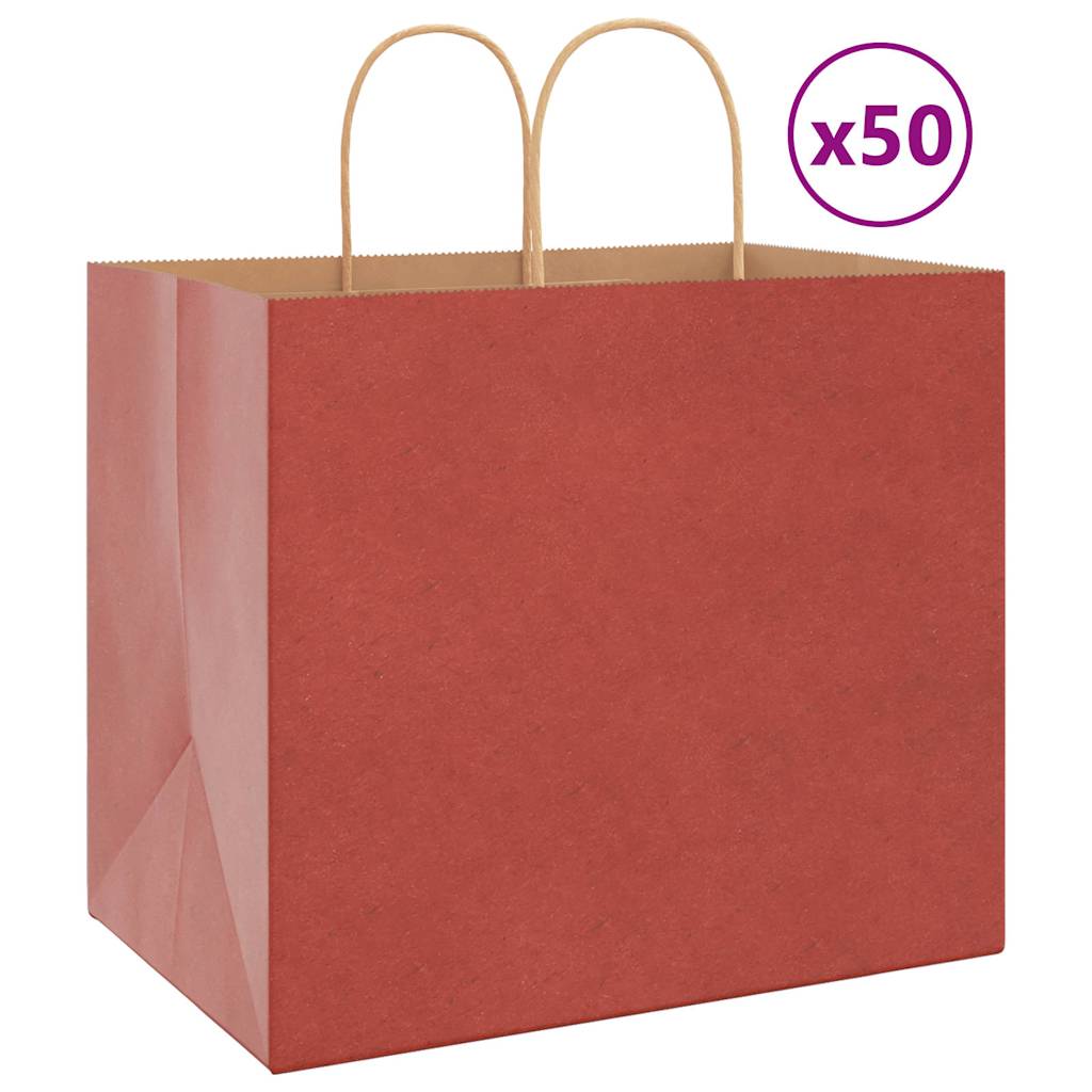 vidaXL Sacchetti di Carta 50 pz con Manici Rossi 32x22x28 cm