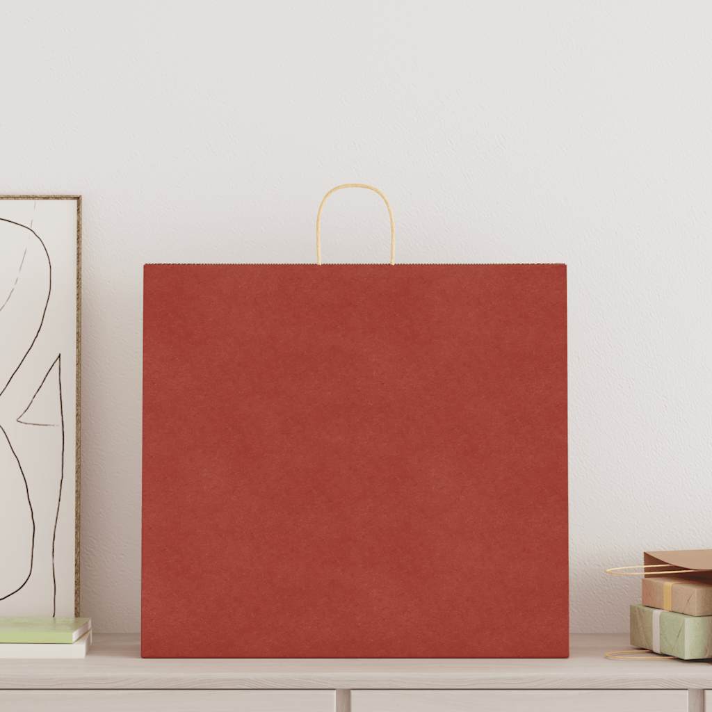 vidaXL Papieren zakken 50 st met hengsels 54x15x49 cm rood afbeelding