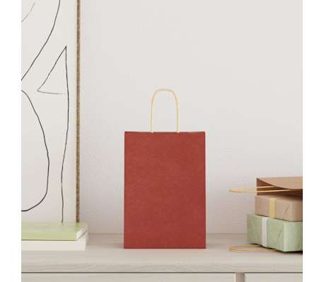 vidaXL Torby papierowe 250 szt. z uchwytami czerwone 15x8x21 cm