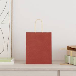 vidaXL Papierové tašky 250 ks s rúčkami, červené, 18x8x22 cm