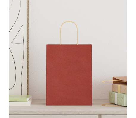 vidaXL Paper Bags 250 pcs with Handles Red 21x11x28 cm