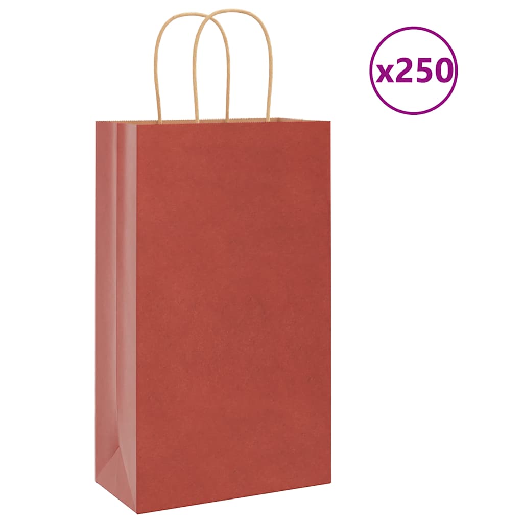 vidaXL Papiertragetaschen 250 Stk. mit Henkeln Rot 21x11x36 cm