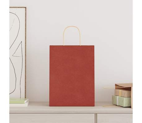 vidaXL Paper Bags 250 pcs with Handles Red 26x12x35 cm