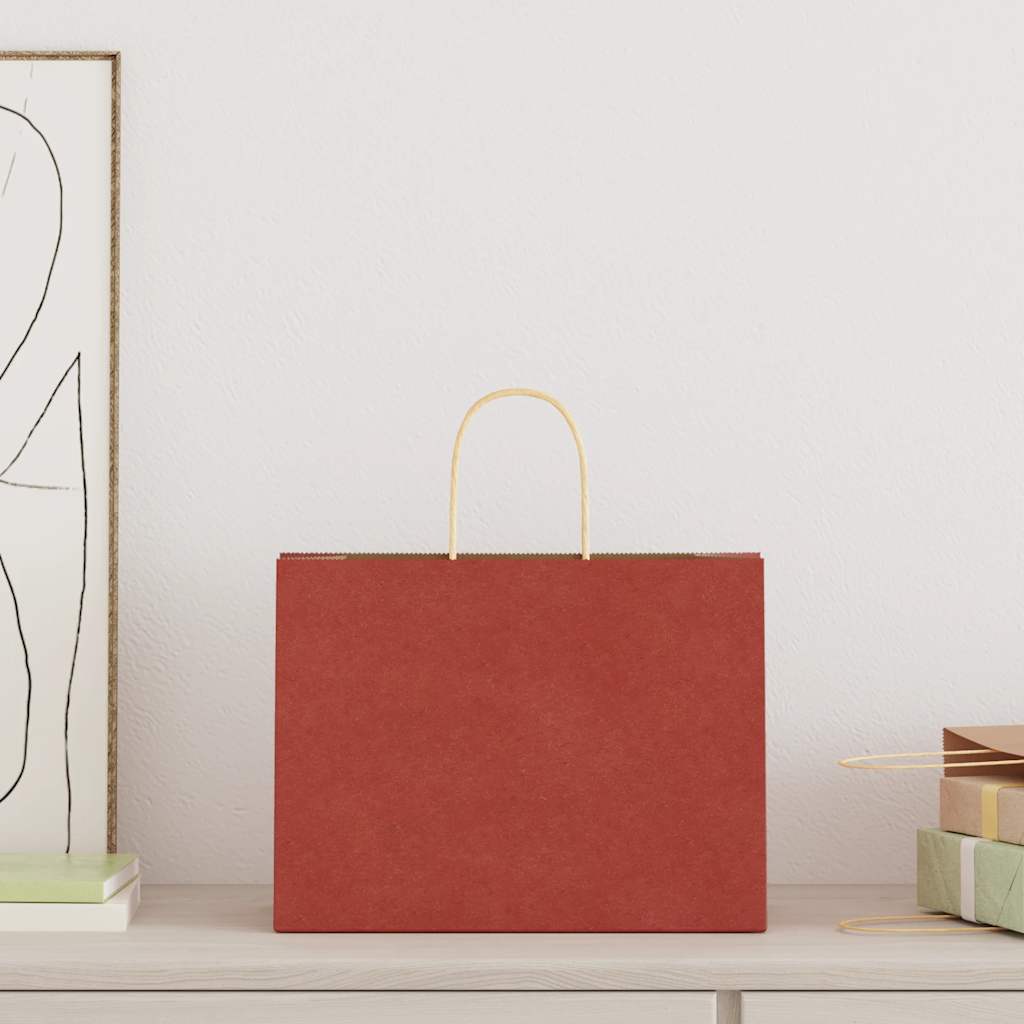 vidaXL Papieren zakken 250 st met hengsels 32x17x25 cm rood afbeelding
