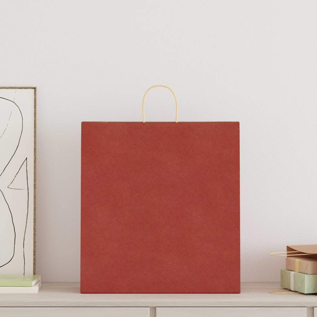 vidaXL Papieren zakken 250 st met hengsels 45x17x48 cm rood afbeelding