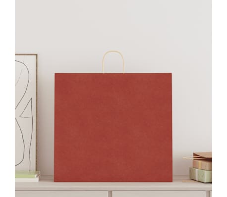 vidaXL Popieriniai mai&scaron;eliai 250vnt. su rankenomis raudonos 54x15x49cm