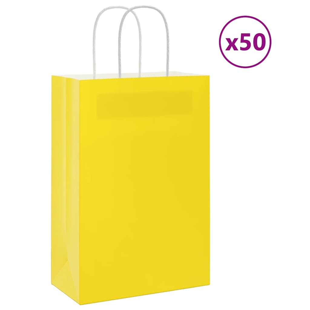 vidaXL Kraftové papírové sáčky s uchy 50 ks žluté 22x11x31 cm