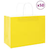 vidaXL paberkotid, 50 tk, k&auml;epidemetega, kollane, 32x17x25 cm