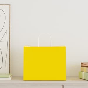 Papírové tašky 50 ks s uchy žluté 32x22x24 cm - obrázek 2