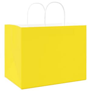 Papírové tašky 50 ks s uchy žluté 32x22x24 cm - obrázek 7