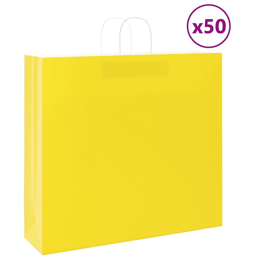 vidaXL Kraftové papírové sáčky s uchy 50 ks žluté 54x15x49 cm