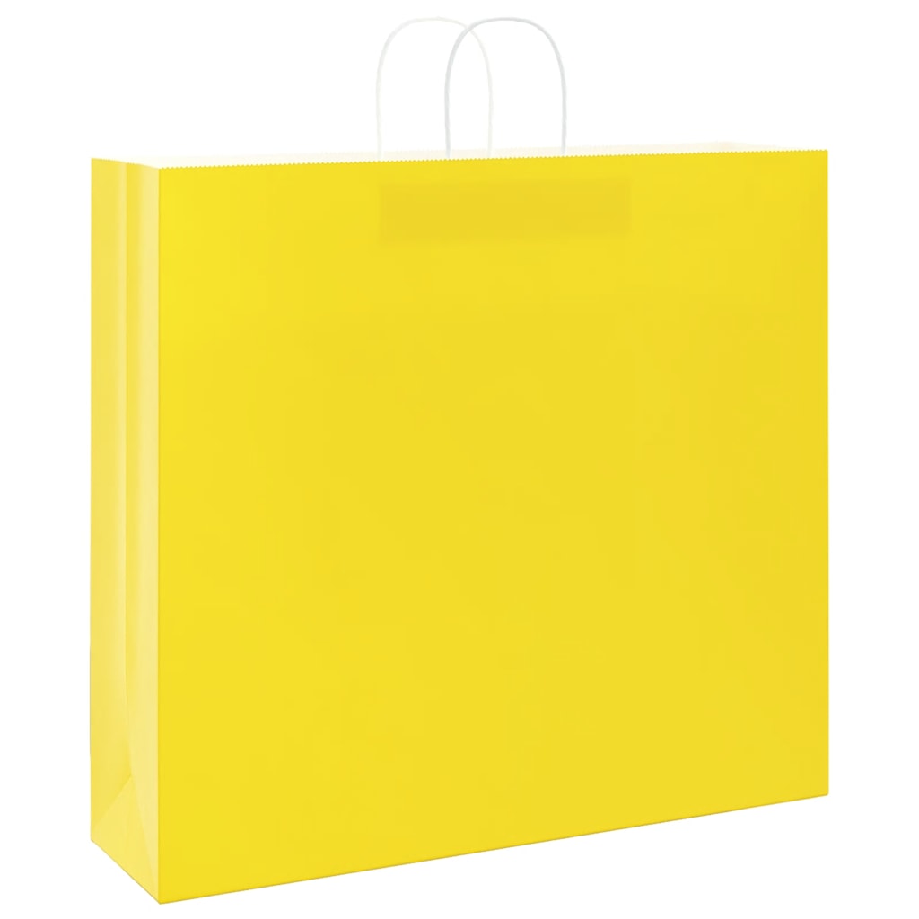 vidaXL Pungi de hârtie 50 buc cu mânere galbene 54x15x49 cm
