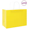 vidaXL paberkotid, 250 tk, k&auml;epidemetega, kollane, 32x17x25 cm