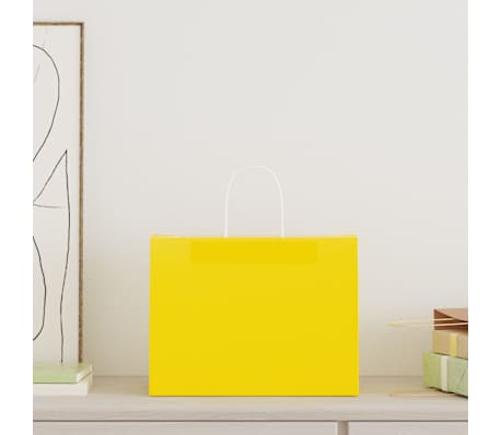 vidaXL Popieriniai mai&scaron;eliai 250vnt. su rankenomis geltonos 32x17x25cm